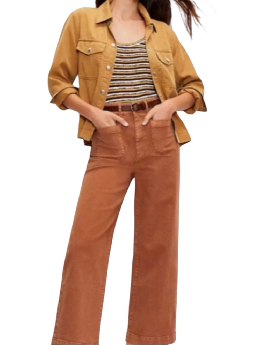 LOFT Palmer Wide Leg High Rise Twill Crop Pants in Rustic Orange Size 26/2 FALL